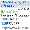 http://www.kurs.kz/ - Курсы валют в обменных пунктах г. Риддер и других городах Казахстана